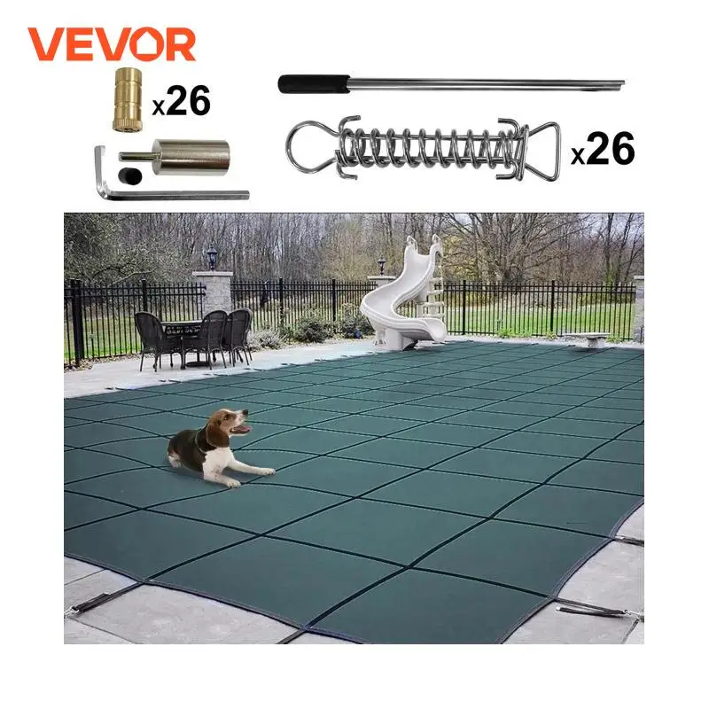 VEVOR Swimming Pool Cover Inground Green Mesh Solid Rectangle Pool Safety Cover for Winter Home Safety Swimming Pool Cover