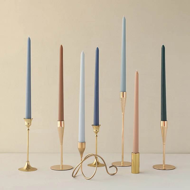 4Pcs/Set Long Rod Candle Gradient Colored Smokeless Candle for Wedding Centerpiece Banquet Birthday Party Home Table Decor