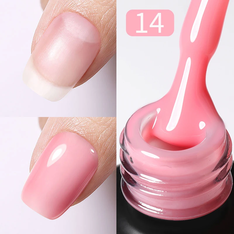 BORN PRETTY Milky Pink Gel-Nagellack auf Gummibasis, Glitzer, 15 ml, semi-permanenter Lack, Soak Off, selbstnivellierendes UV-LED-Gel