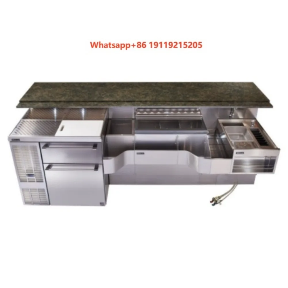 Beverage Service bar Station Commercial PTE68-A Stainless Steel Portable Movable Cocktail Station