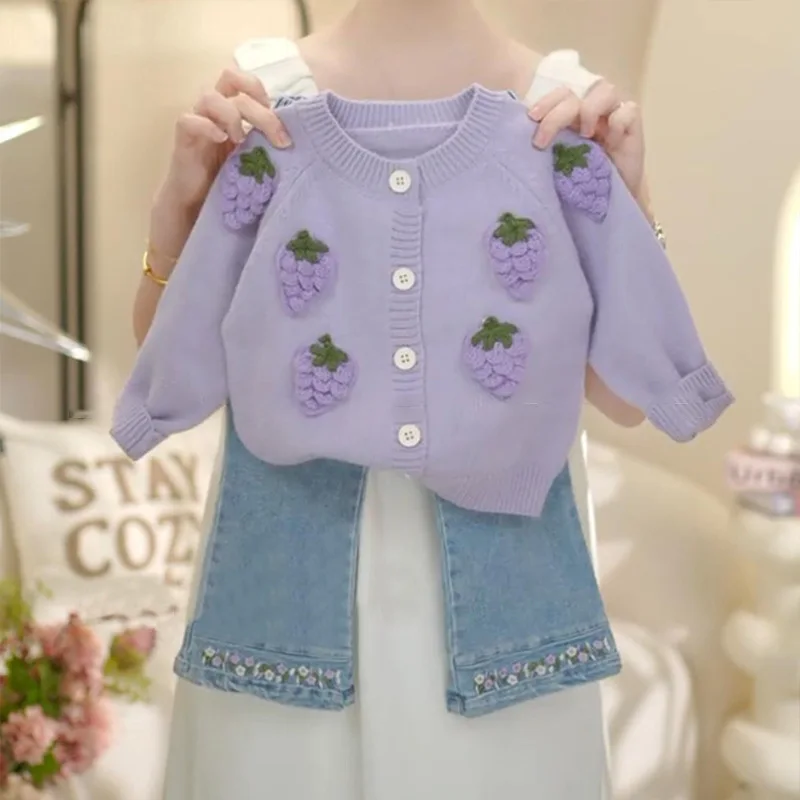 children-girls-2024-autumn-winter-clothes-set-purple-velvet-grape-kid-girls-cardigan-ins-flower-embroidery-1-8y-girls-pants-suit