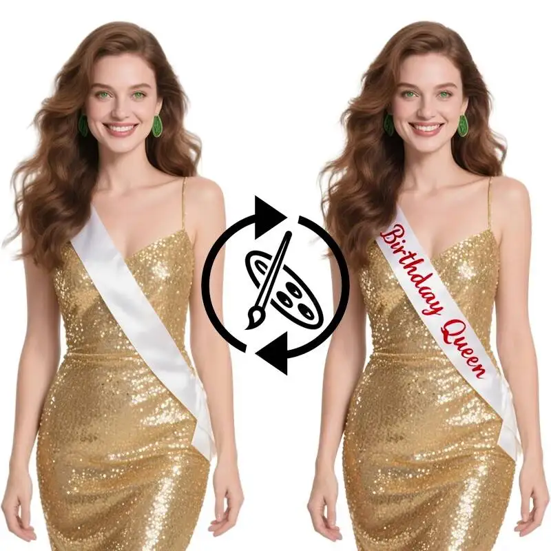 Personalisierte Satin-Schärpe mit individuellem Text und Logo für Geburtstagsfeiern, Hochzeiten, Abschlussfeiern, Ruhestandsfeiern, Cocktailpartys und Kostümfeste. – Detail 3