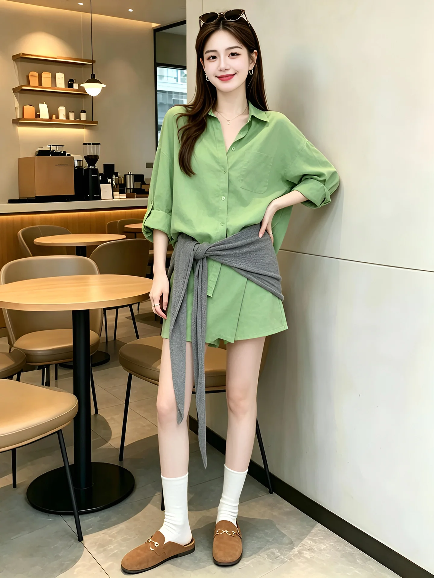 

Fashionable Workwear Style Loose High Waist Short Pants Set Women Summer Slimming Outerwear Versatile High-End Feeling Outfit