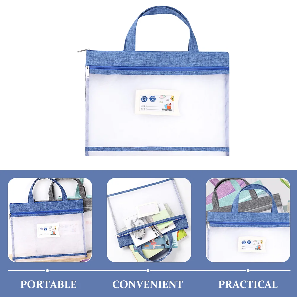 

Document Bag Large Capacity Gauze Mesh Zipper Handheld File Pouch Office School Storage Organizer File Bag for Documents