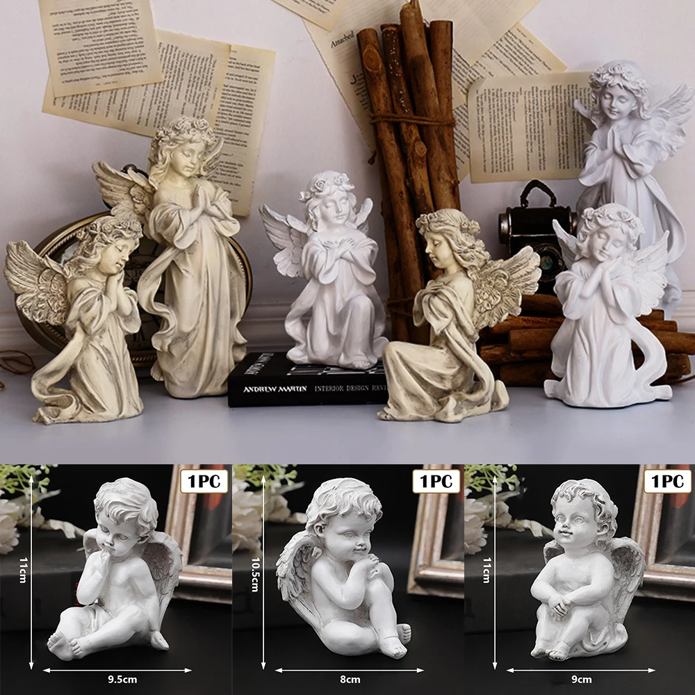 

Resin Praying Angel Statue Home Decor Ornaments Boy Girl Angel Carving Prayer Figurine Statue European Peaceful Prayer Sculpture