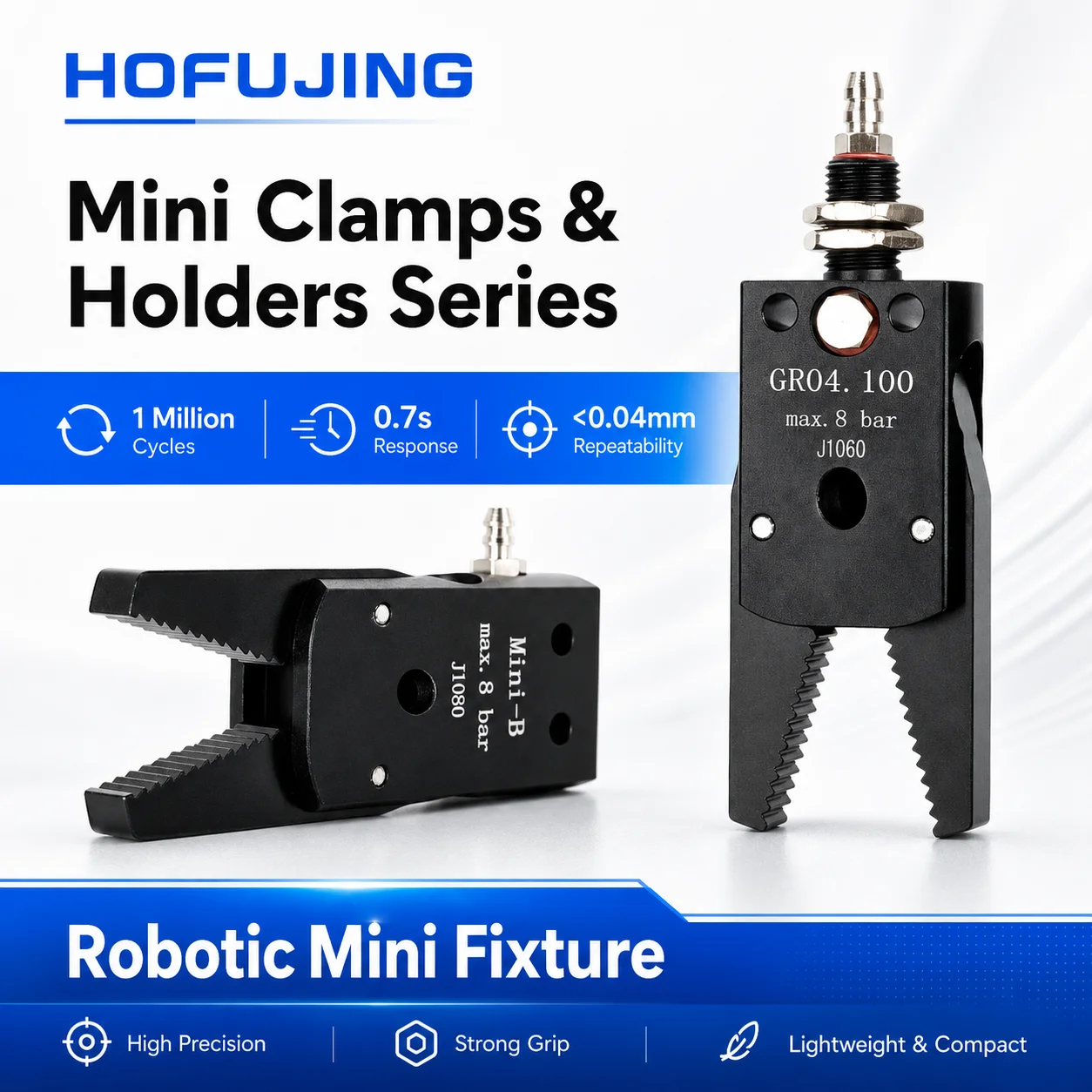 Mini Garra Pneumática J1060/J1080 com Almofada de Silicone, Acessório de Manipulação para Robô Industrial