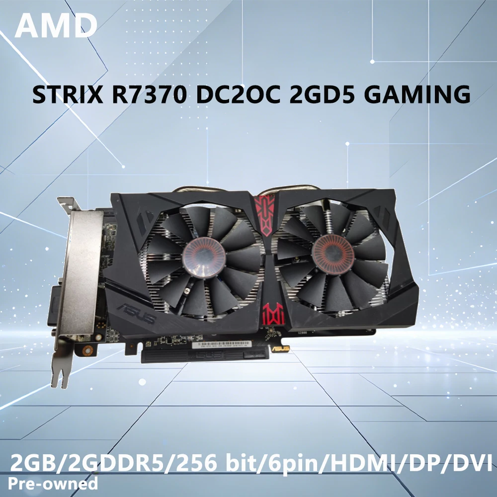 Tarjeta Gráfica ASUS STRIX R7 370 2GB GDDR5 de 256 bits, Edición DirectCU II OC, PCI-E 3.0, para Videojuegos