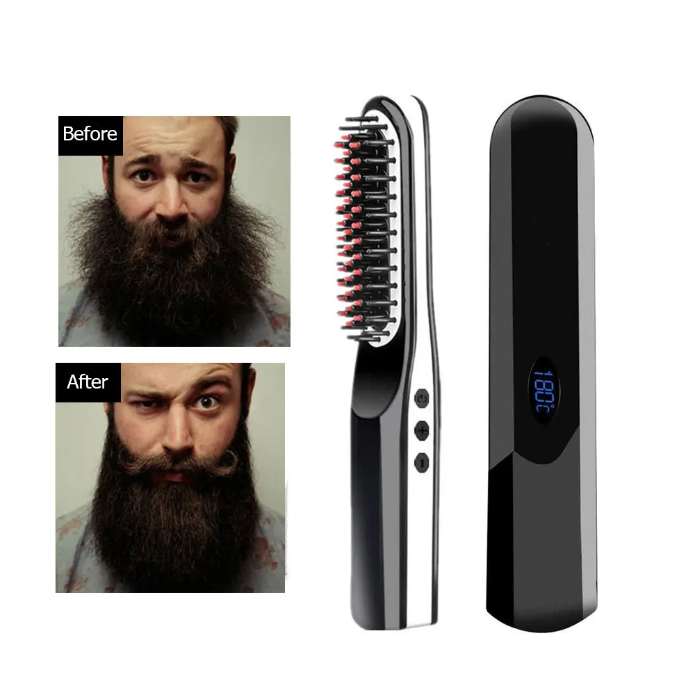 

Wireless Hair Straightener Brush Hot Comb Beard Straighteners for Men Beard Brush Hair Curler Beauty Styling Tools Straightening