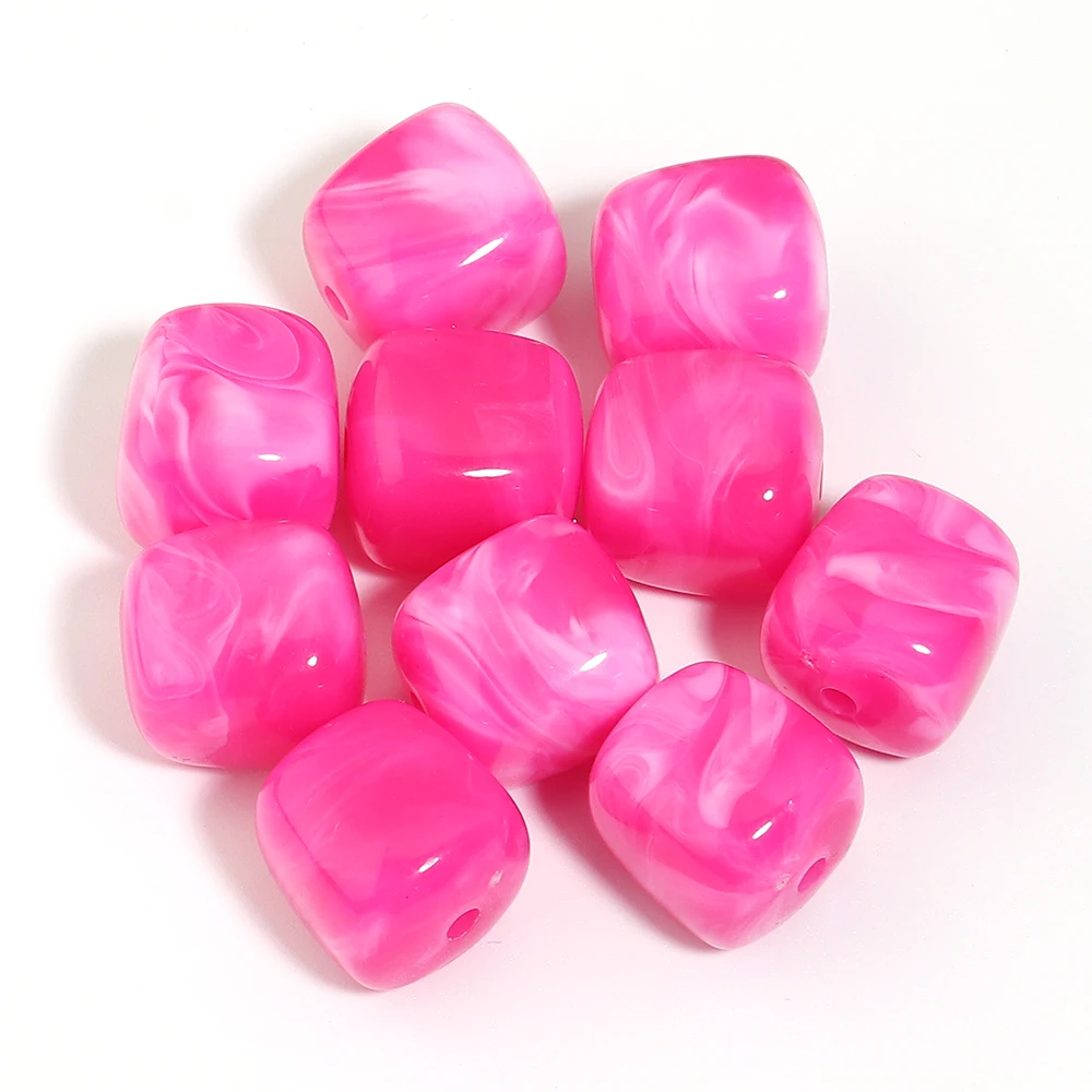 10 Stück/Lot 16x17mm quadratische Acrylperlen in zwei Farben, bunte lose Perlen für die Schmuckherstellung, DIY-Halskette, Armband, Zubehör – Detail 13