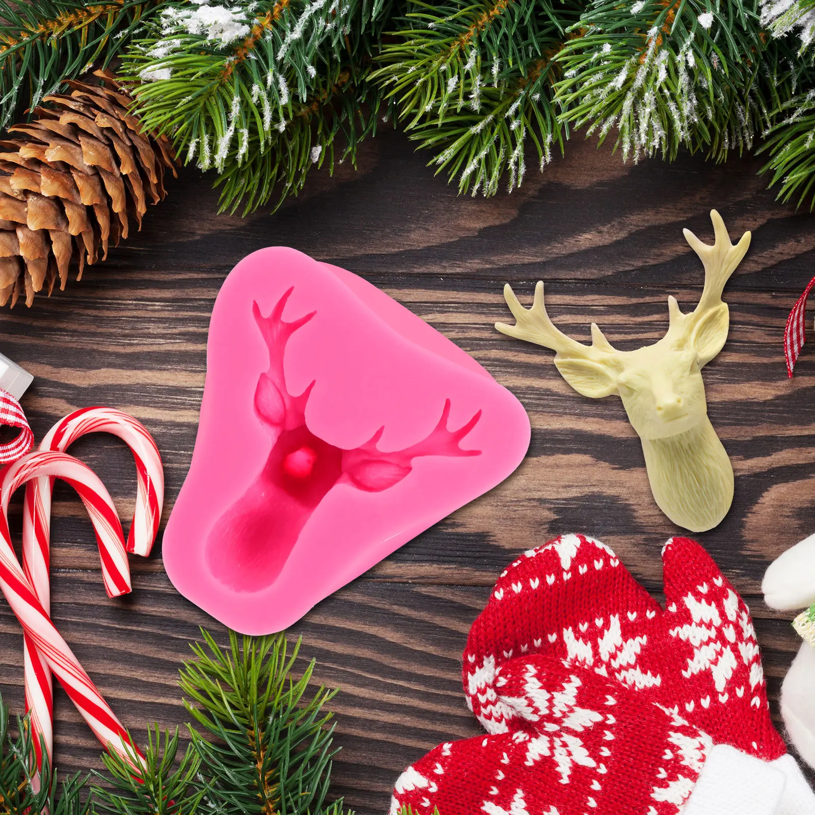 

Flexible Silicone Deer Head Mold 3D Cake Chocolate Fondant Baking DIY Craft Oven Safe Non Stick Easy Clean Kitchen Tool Use