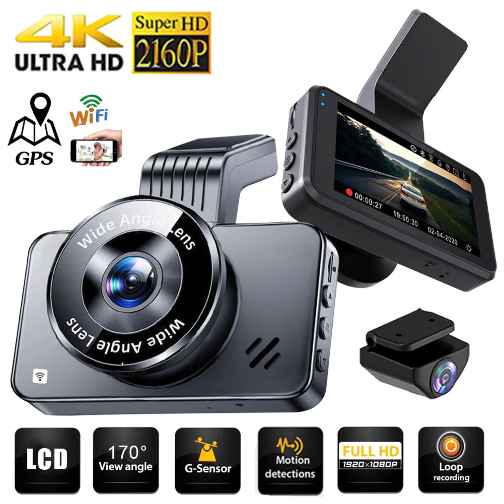 Car DVR GPS Wifi Dash Cam Vehicle Car Camera 4K 2160P Car Video Recorder Night Vision Auto Black Box Car Accessories Registrator