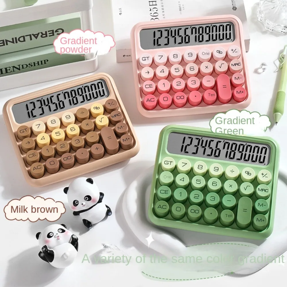 

Mechanical Buttons Retro Typewriter Calculator Large Screen Easy To Use Vintage Gradient Color Calculator Portable Colorful