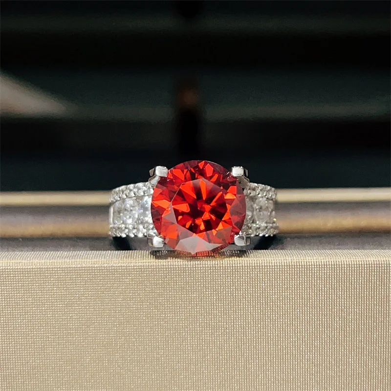 3CT 5CT Red Purple White D Color Moissanite Rings s925 Silver Gemstone Moissanita Beauty Wedding Ring Pass Diamond Tester GRA view 2