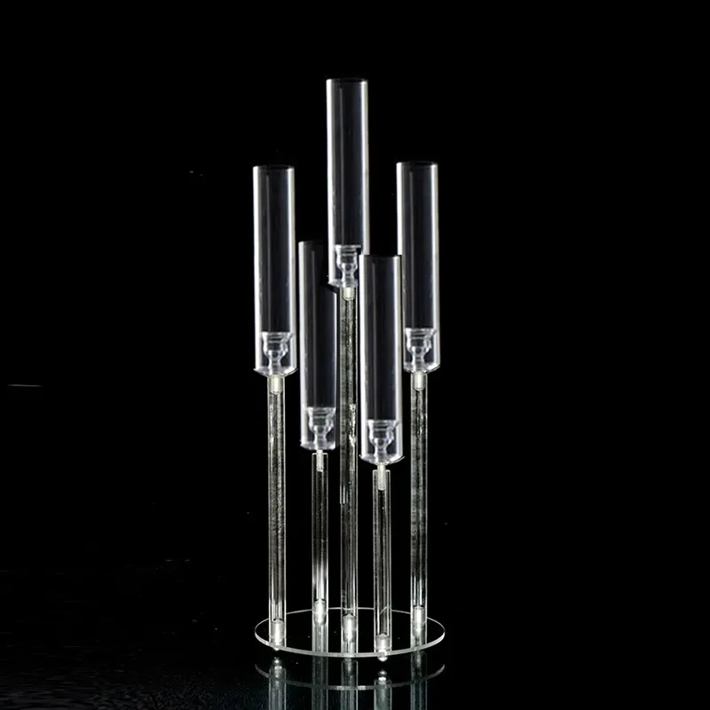 

10 pcs New 5 Head Acrylic Candelabra Wedding Centerpieces Clear Candle Holder Wedding Ceremony Event Party Decoration