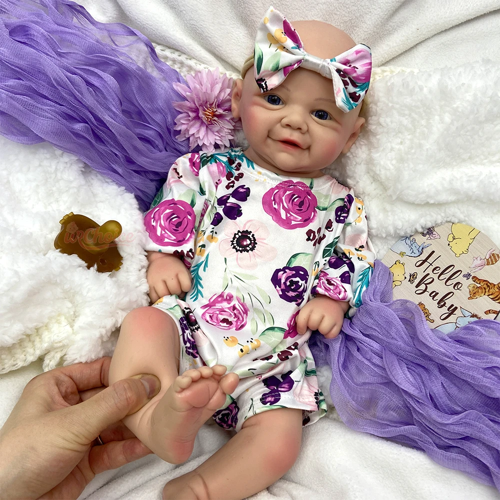 Realistic Full Body Silicone Reborn Girl/Boy 43cm Open Blue Eyes Vivienne Newborn Lifelike Weighted Doll for Nanny Training