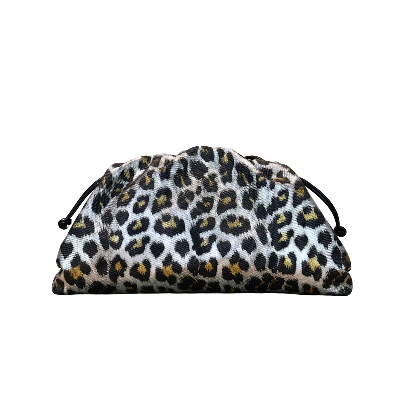 Leopard Print Soft Leather Cloud Bag With Drawstring Niche Design Women's Shoulder Crossbody Bag
