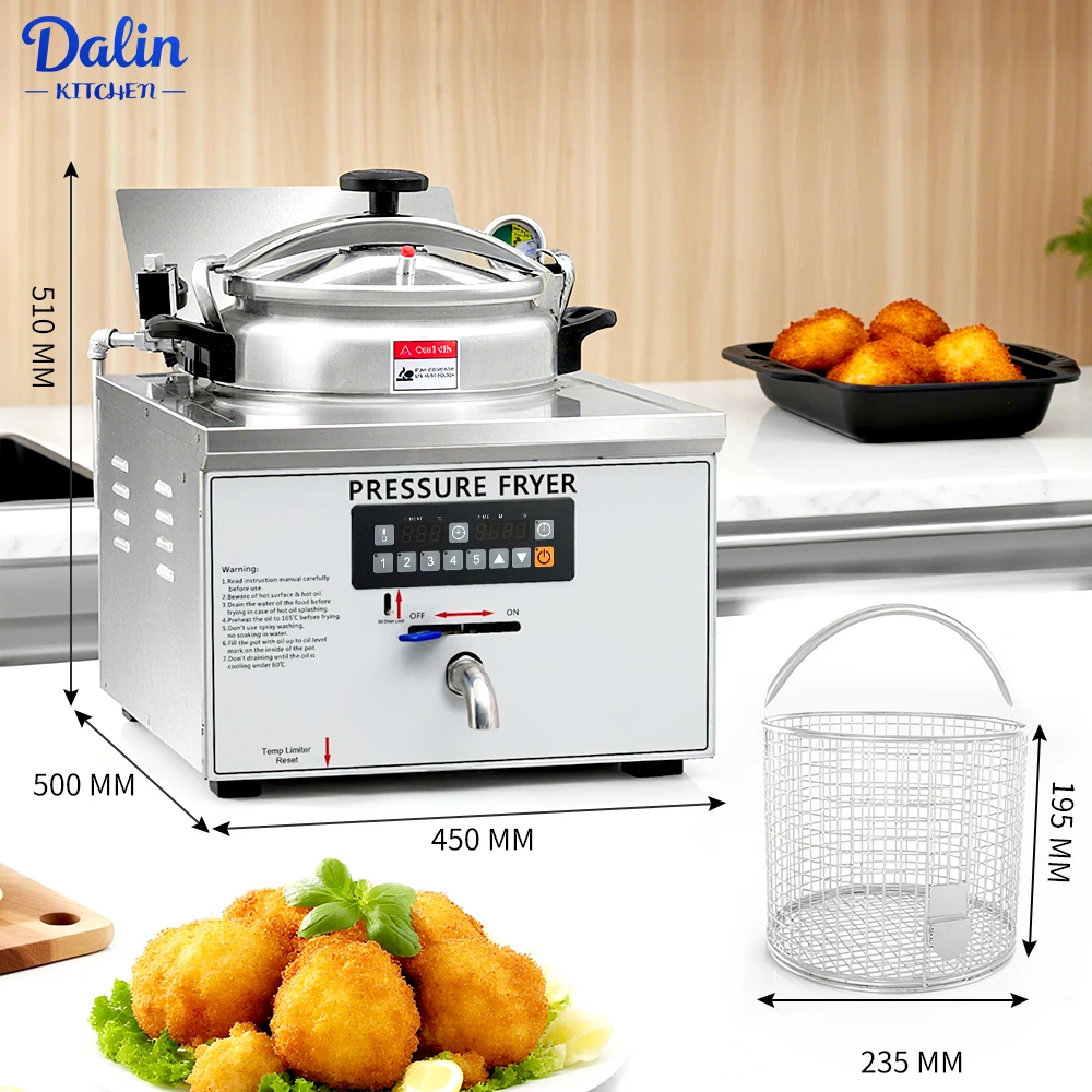 Commercial Food Truck 16L  Pressure Fryer with Automatic Timer Henny Penny Fast Food Stainless Steel Fryer Machine view 3