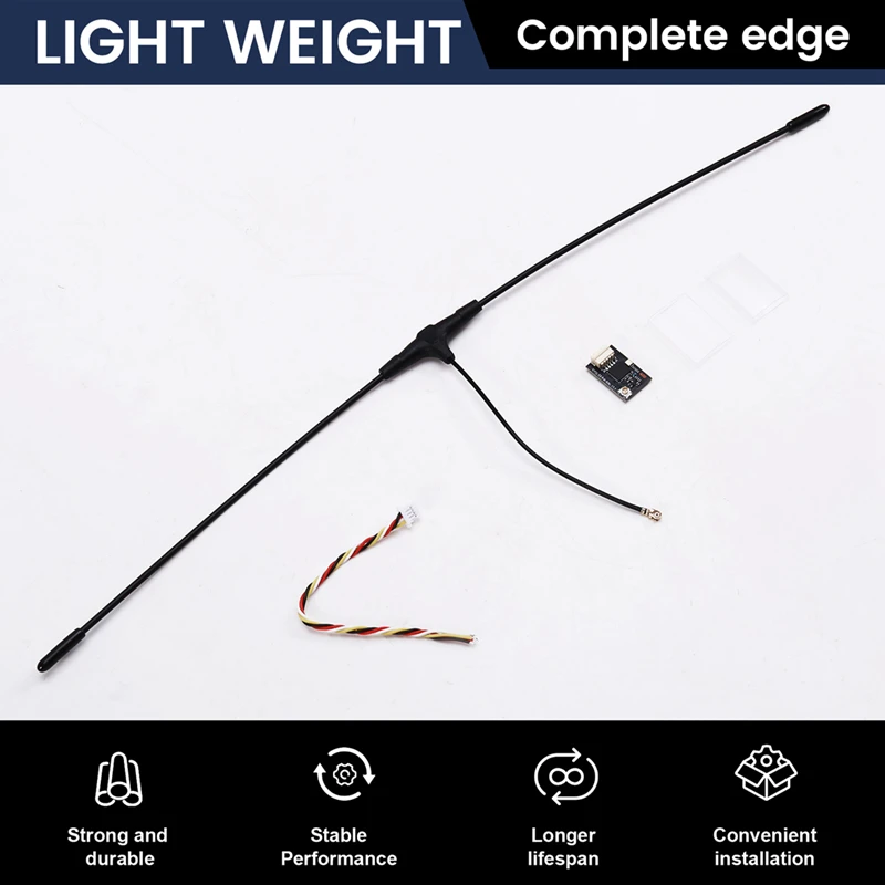 Приемник Expresslrs 433 МГц 100 МВт ESP32+SX1276+TCXO с антенной Т-типа для гоночного дрона на радиоуправлении