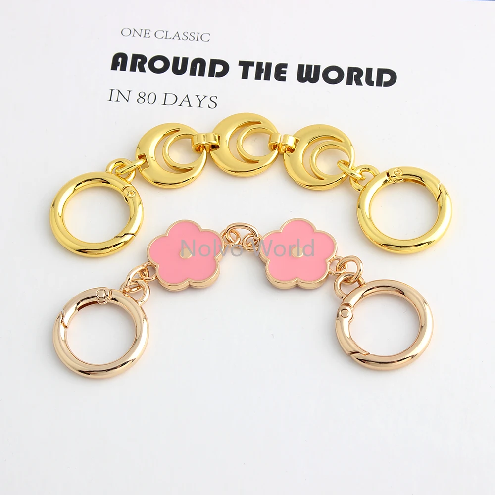 4/10/20PCS 12.5-13cm Moon/Flower Shape Extension Chain Metal Purse Chain Strap Handbag Handles For DIY Shoulder Bags Accessories