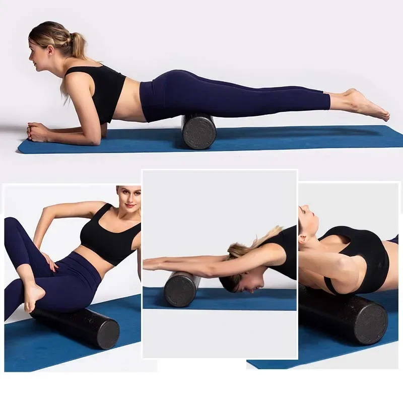 1Pcs 30/45/60CM Yoga Pilates Foam Roller Black Yoga Column Body Exercise Fitness Equipment For Gym With Trigger Points Training