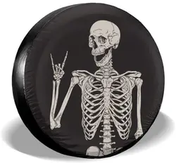 Dujiea Rock and Roll Skull Skeleton Spare Tire Cover, Universal Wheel Tire Cover Waterproof Dust-Proof Tire Protectors for