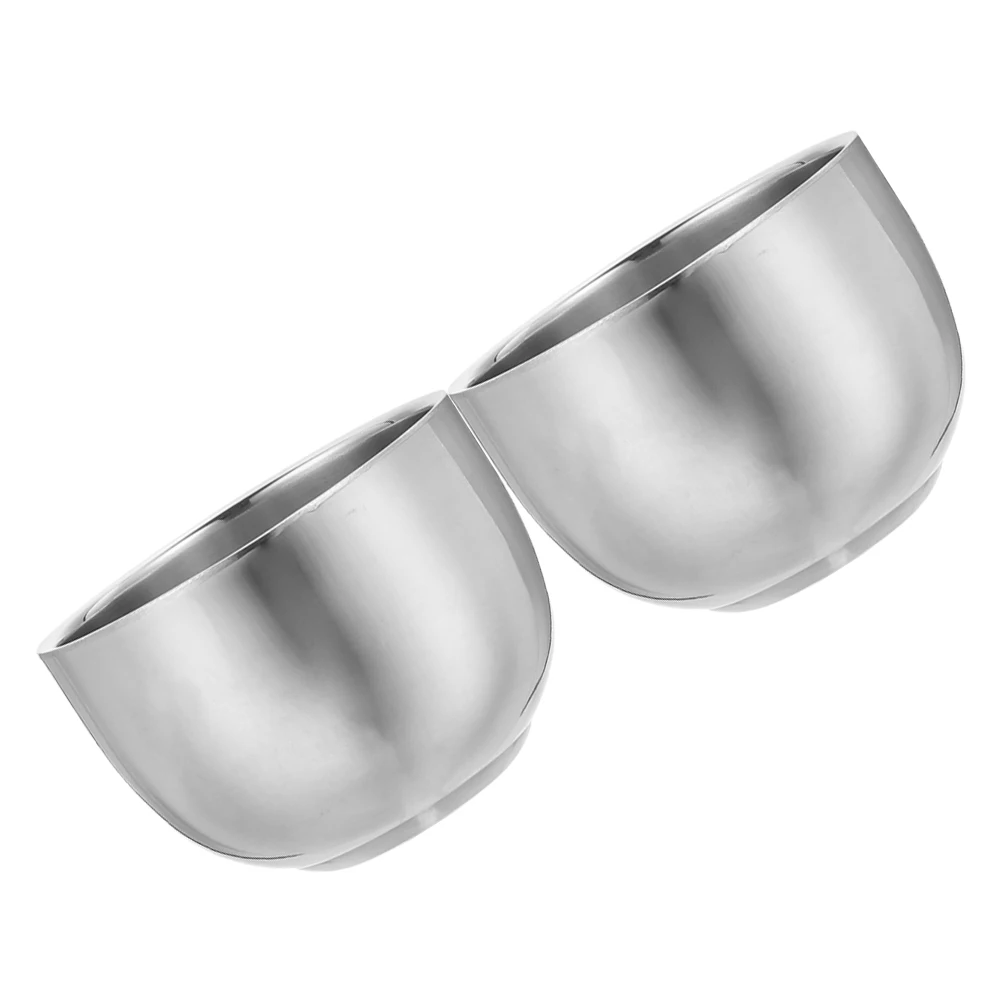 2pcs Shaving Foam Bowl 200ml Stainless Steel Double Layer Men Heat Insulation Soap Cup Travel Home Shaving Lather Mug