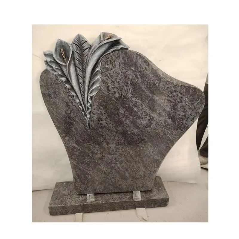 Carved Granite Antique Headstone With Rose Design For Cemetery Graves Tombstones And Monuments