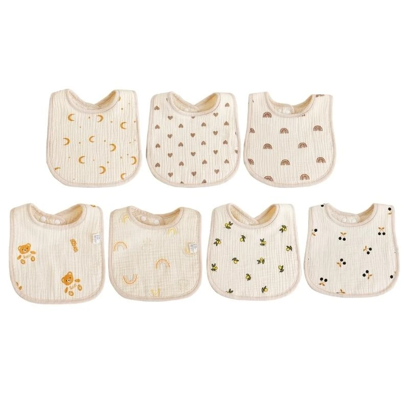 

Soft Baby Bibs Newborn Drooling Bib 6-layer Cotton Burp Cloth with Button G2TD
