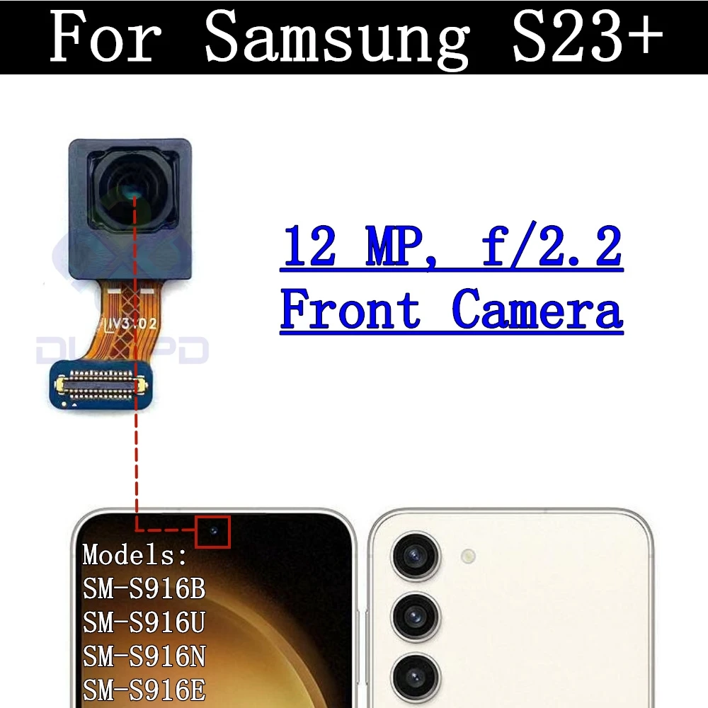 Back Camera Cover Lens For Samsung Galaxy S23+ SM-G916B Telephoto + Wide + Main Front Rear Camera Module Flex Parts