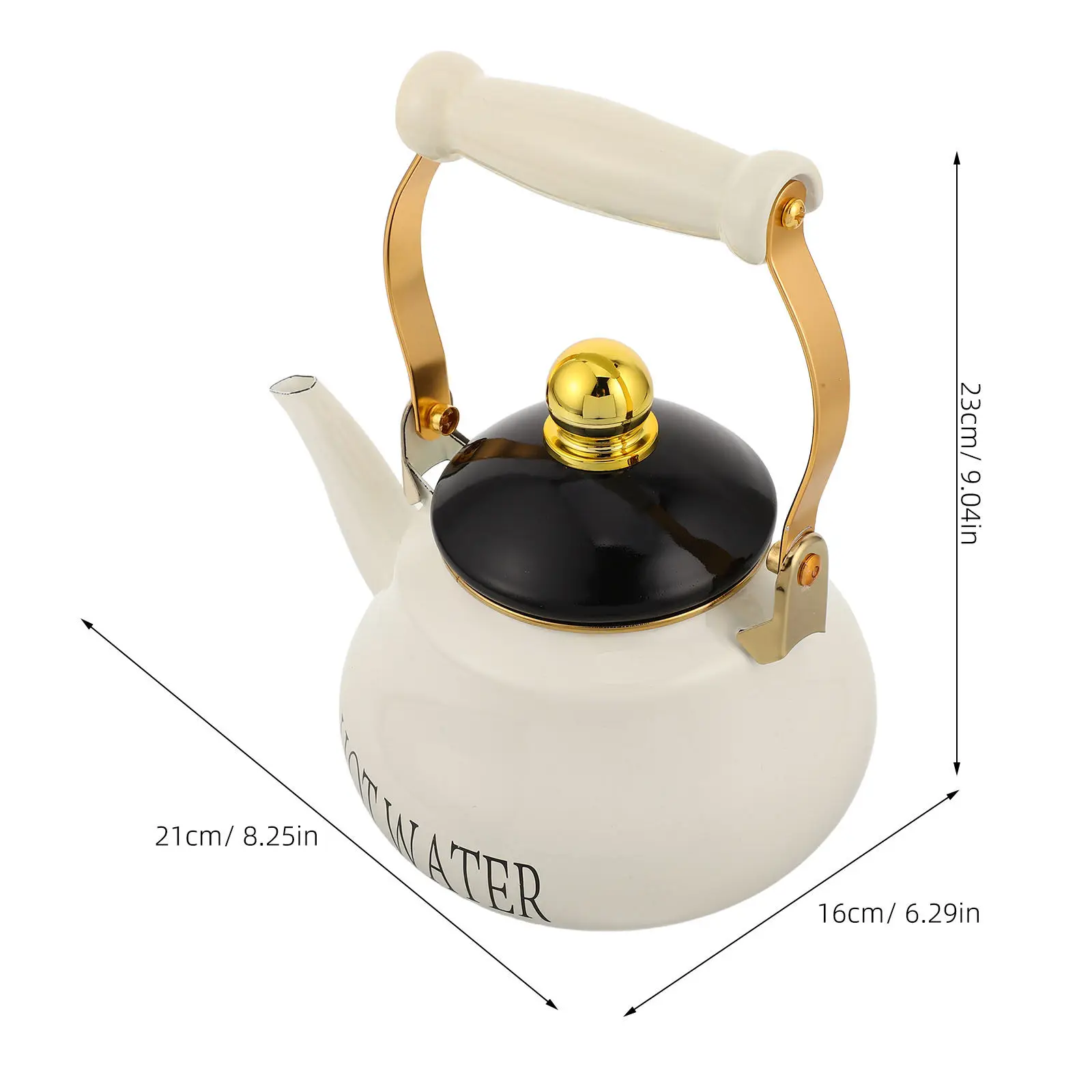 1.5L Vintage Enamel Tea Kettle Stovetop Rustic Farmhouse Style Long Spout Easy Clean Dense Enamel Surface for Camping Boiling