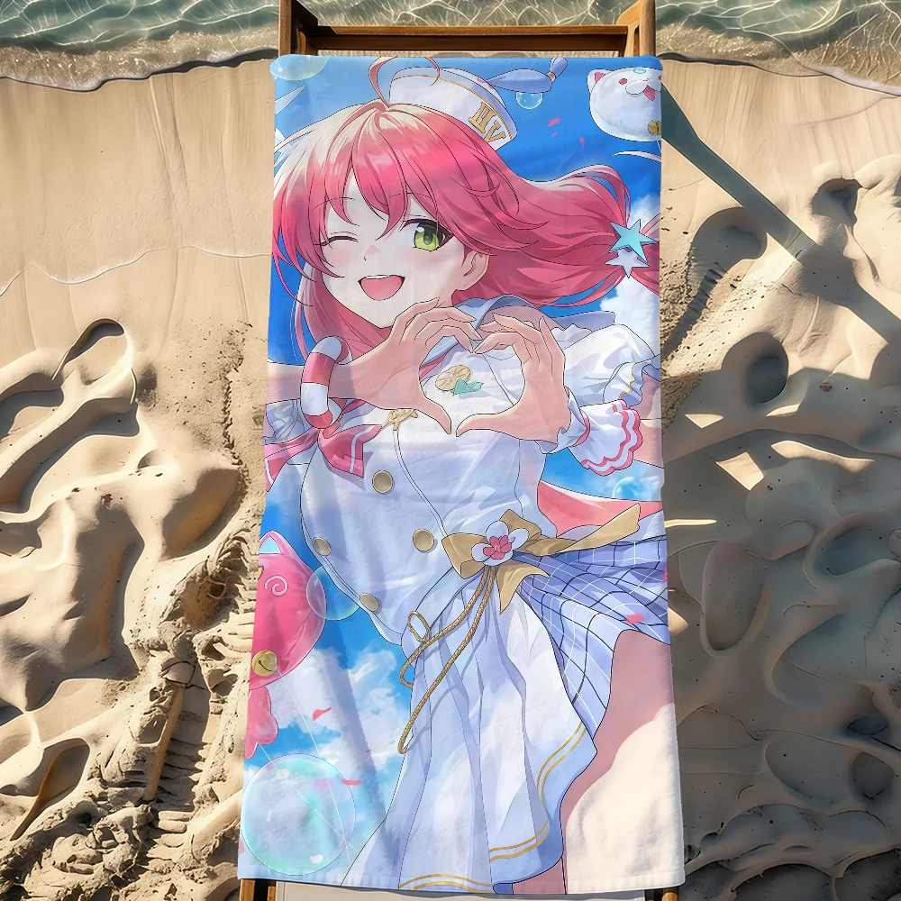 VTuber Sakura M-Mi-ko Towel Sports Quick Dry Travel Camping Gear Sandproof Soft Light Large Beach Towel