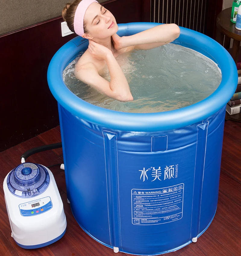 Chufang Eco-Friendly PVC Folding Inflatable SPA Bath Barrel PVC Mini Steam Generator Bathing Tub for Adults