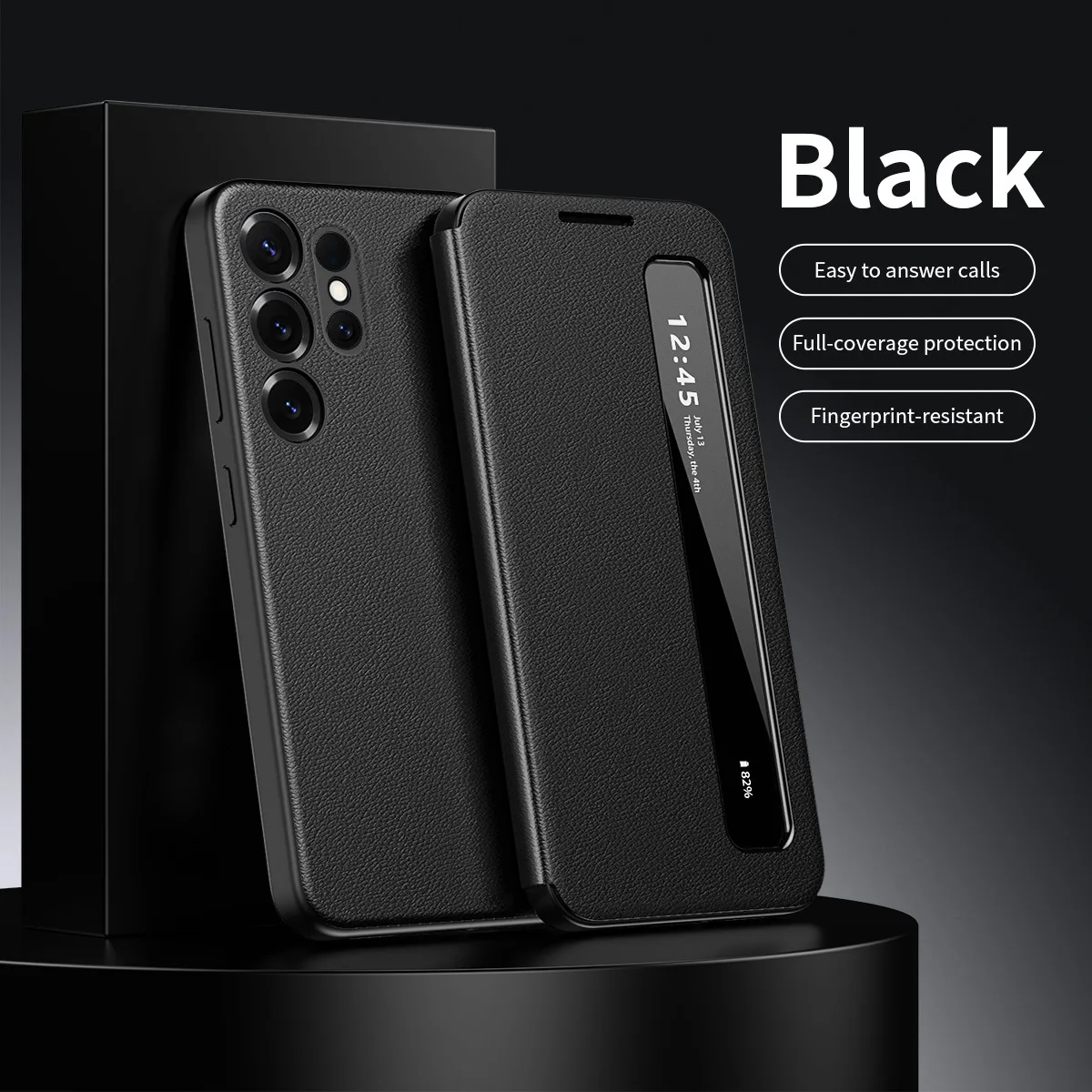 

For Samsung S25/S25 Plus/S25 Ultra Leather Flip Case with Smart View Window, Slim Shockproof Full Body Anti-Scratch Mirror Cover