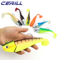Cerill 3 PCS 305g 19cm Metal Jig Head Soft Fishing Lure with Barbed Hook 3D Eyes Super Weight Shore Rock Trout Bait Tackle