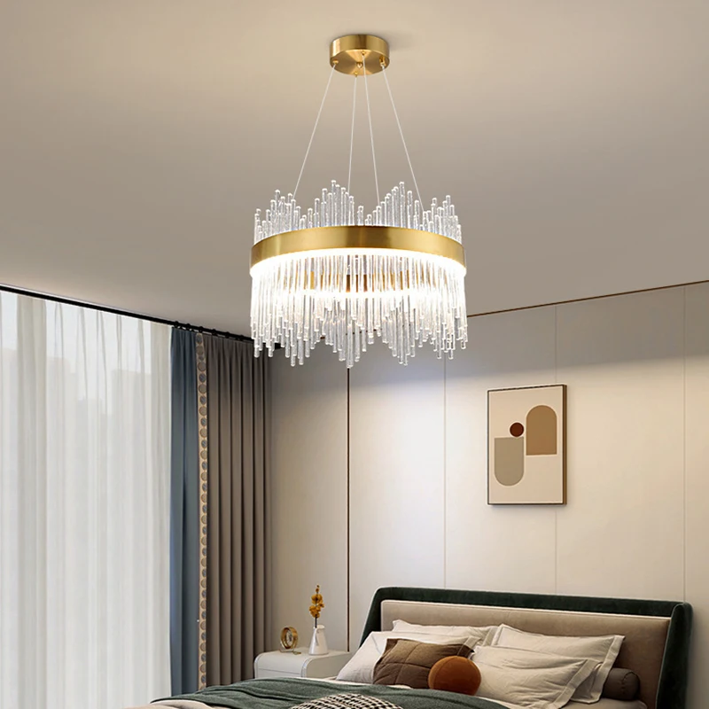 Nordic LED bedroom crystal ceiling lamp living room crystal chandelier villa crystal chandelier dining room indoor crystal light