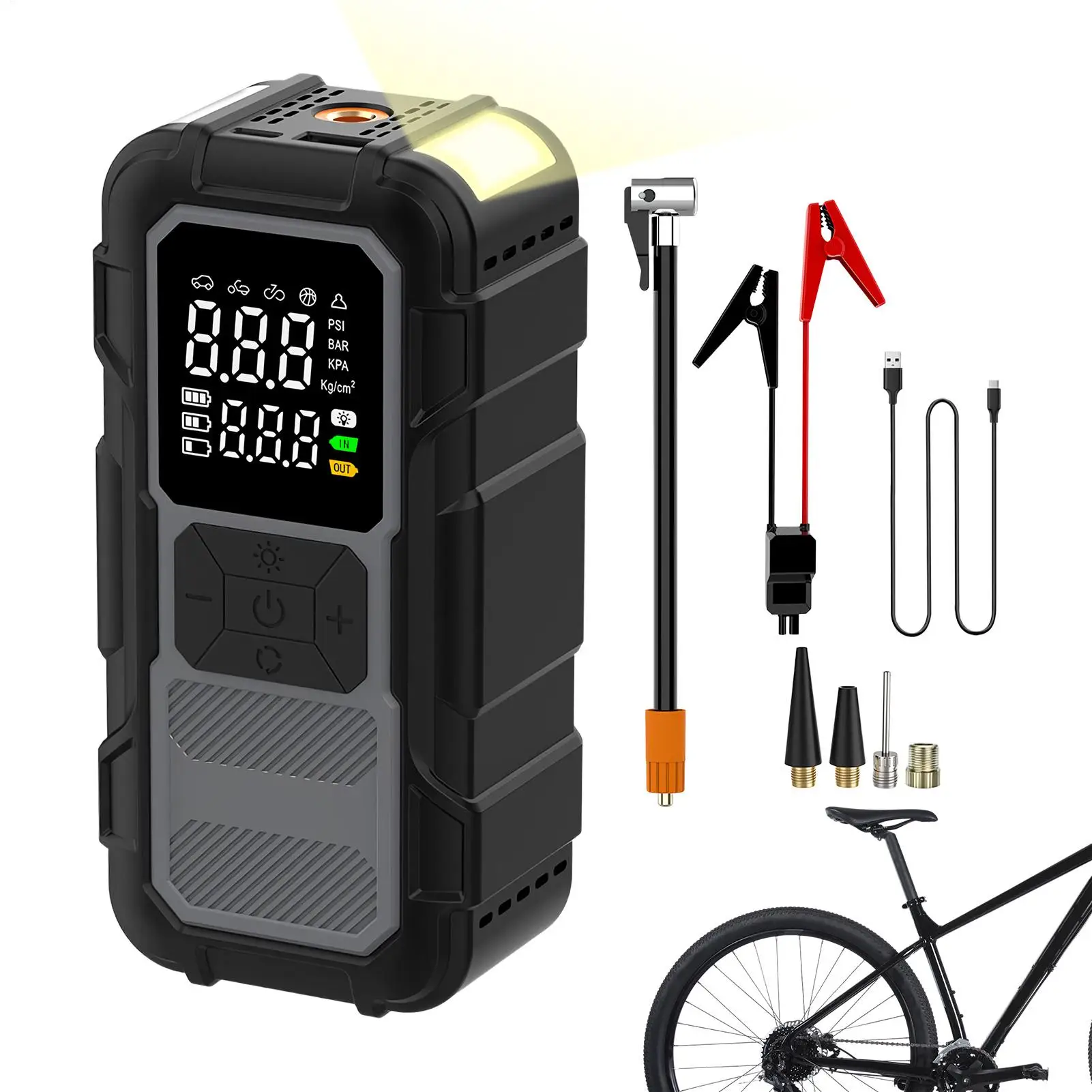 

Portable Jump Starter 12V 4000A LED Lighting Battery Jump Starter For Outdoors For Inflating Tires Long Trips Urban Road