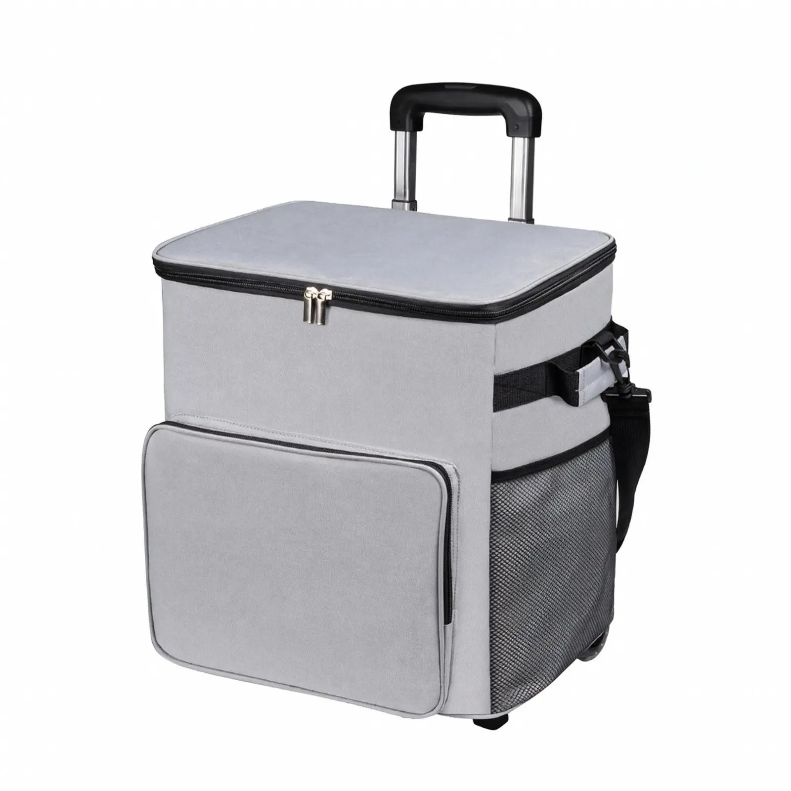 Portable Insulated Chiller Tote Bag for Camping Travel Thermal Cooler Carrier with Large Front Pocket Mesh Side Oxford Cloth