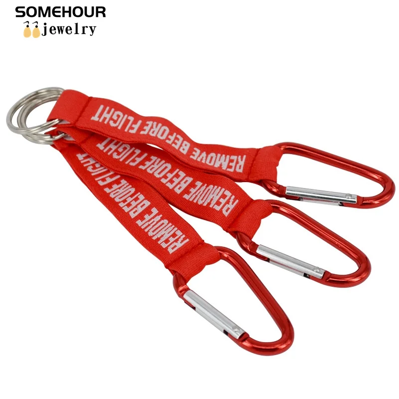 SOMEHOUR Remove Before Flight Red Keychain Outdoor Letter OEM Keyring Jewelry Aviation Tags Sport Carabiner Camping Gear Gifts