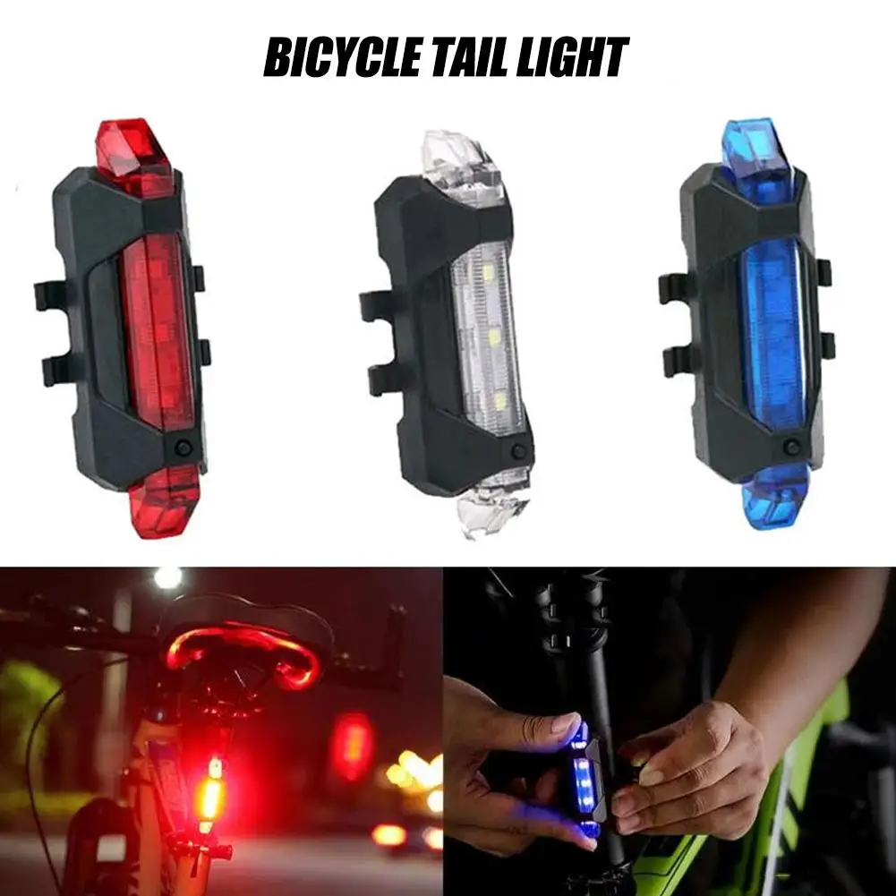 Bicycle Tail Light Night Cycling Outdoor LED Bike Light Waterproof USB Rechargeable Warning Light Rear Bike Rear Accessories