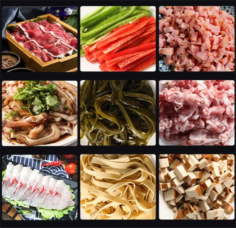 Profesjonalna krajalnica automatyczna do krojenia i przekrojów, maszyna do filetowania ryb, krajalnica do mięsa w kostkę i mielonego.