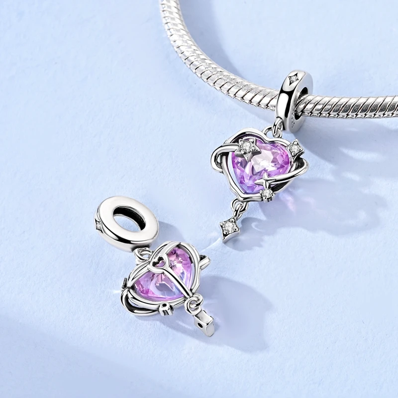 Purple Series 925 Sterling Silver Grape Flower Wine Bottle Life Tree Tulip String Decoration Fit DIY Bracelet Necklace Gift