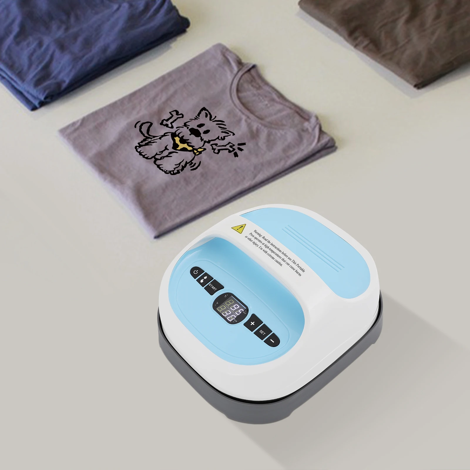 220V EU-Standard Blaue Mini-Handheizpresse, Tragbare Wärmeübertragungsmaschine für T-Shirts, Taschen, Kissenbezüge & DIY-Basteleien