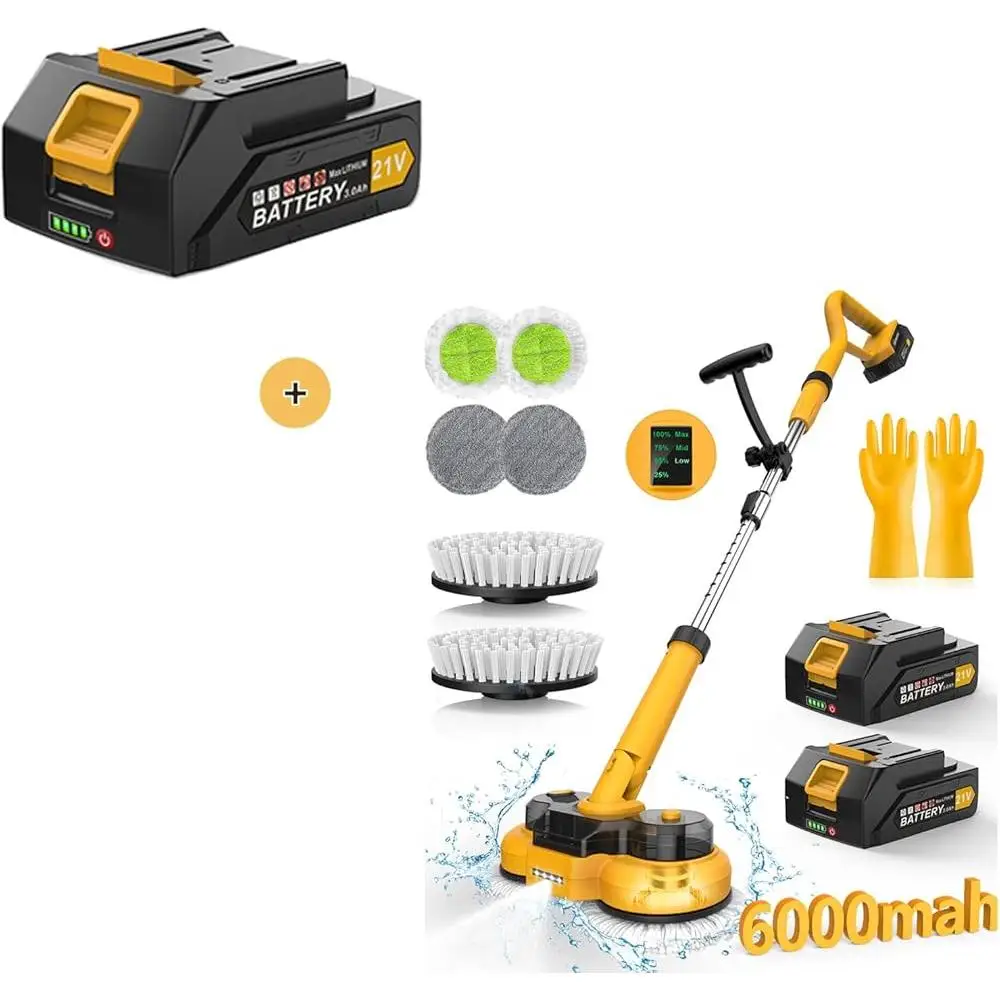9000mAh 배터리 구동 전기 걸레 800RPM 스핀 걸레 2-in-1 무선 스크러버 긴 런타임 효율적인 바닥 청소