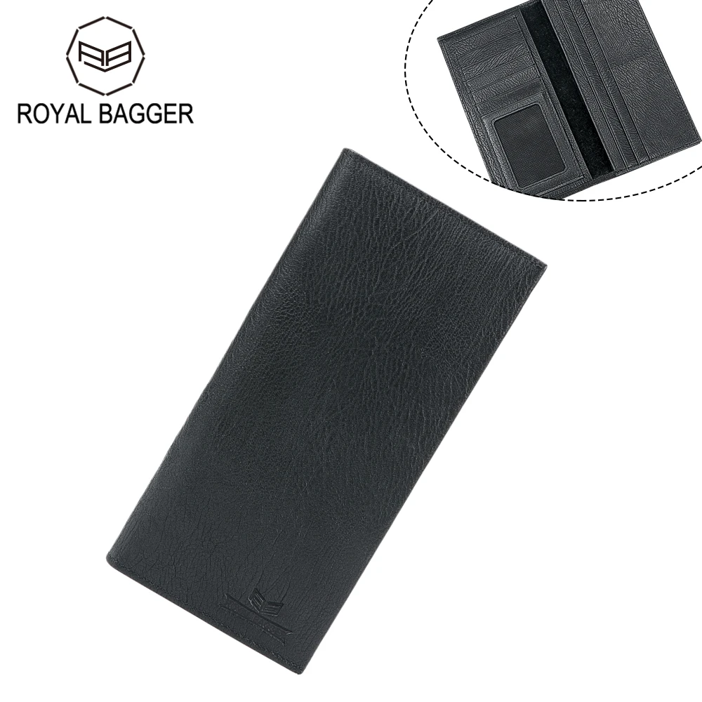 

Royal Bagger Slim Long Wallets for Men Genuine Cow Leather Simple Vintage Thin Purse Male Bifold Wallet 1536