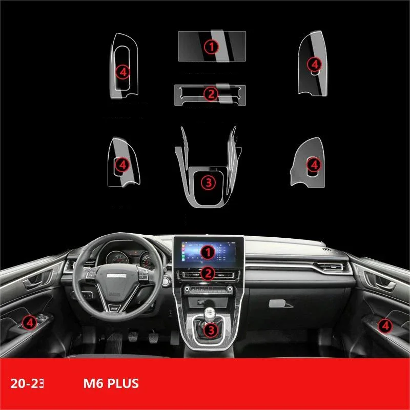 Film de protection transparent en TPU pour Haval M6 Plus, autocollant intérieur de voiture, équipement de contrôle central, porte, panneau de levage de fenêtres, 2020-2023