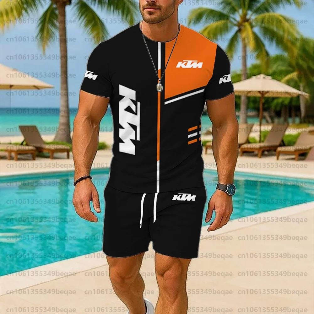 

KTM bicycle T-shirt men's summer casual short-sleeved motorcycle T-shirt with sports shorts suit fashionable breathable suit