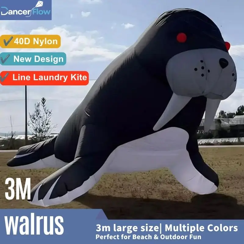 Outdoor New 3M Nylon Walrus Line Laundry Kite Soft Adults Kite