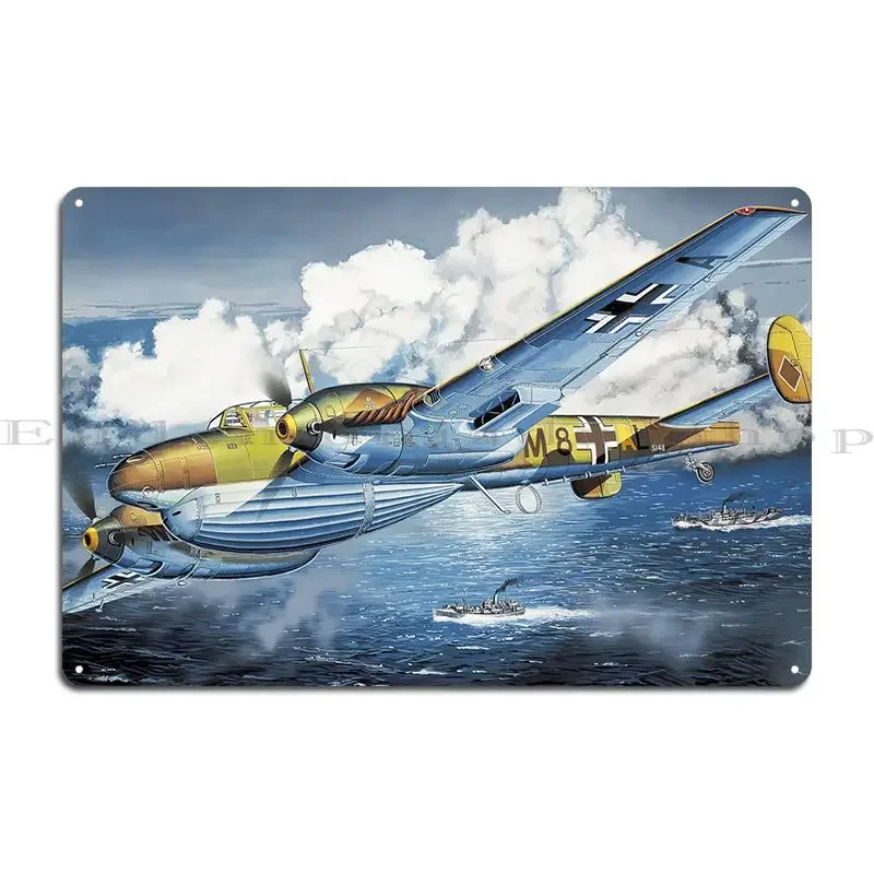 Bf110 D1r1 Luftwaffe شريط تسجيل معدني كهف تصميمات المرآب تين تسجيل ملصق #2