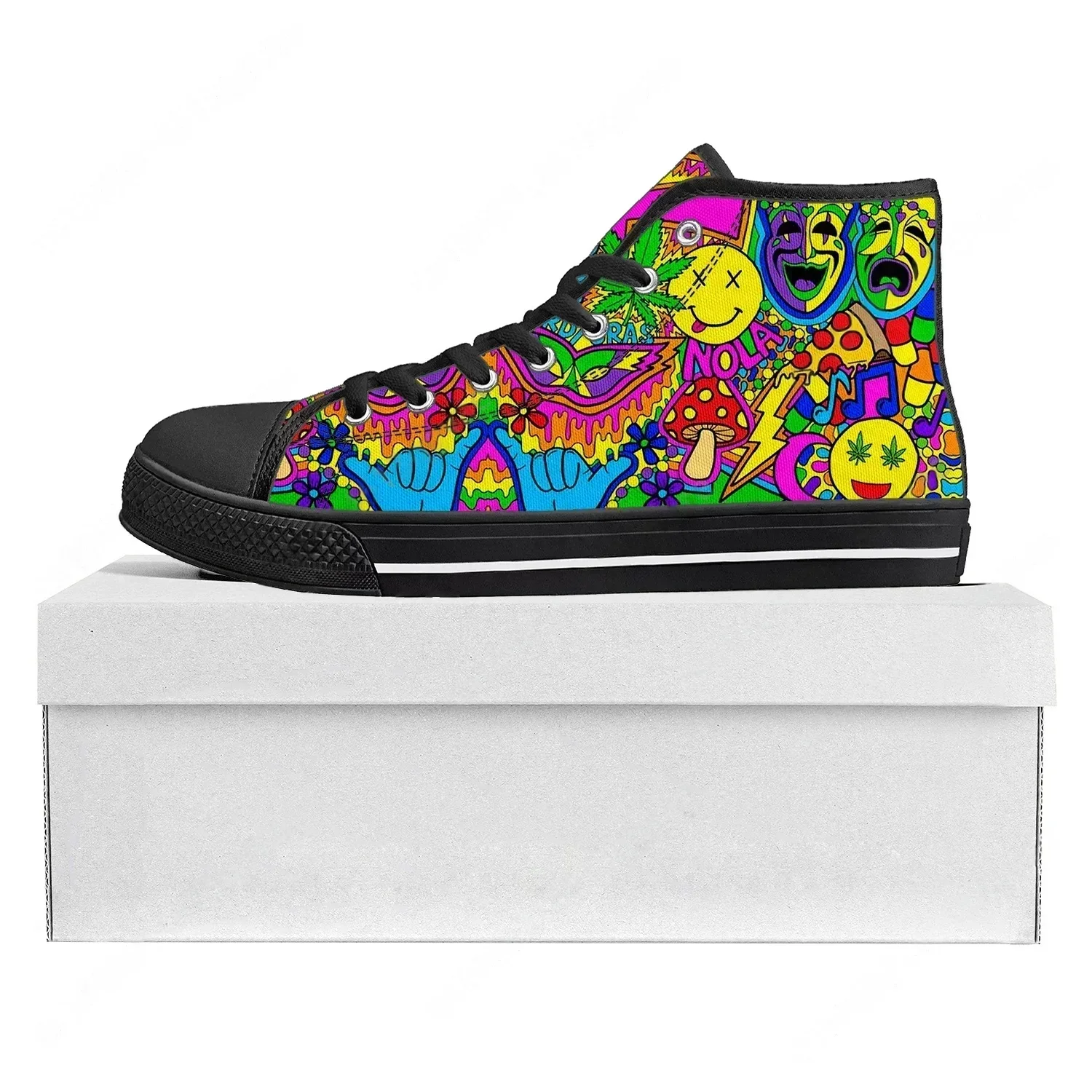 

High Quality Adult Canvas Sneakers Funny Retro 80s 90s Icons High Top Custom Made Lace Up Shoes