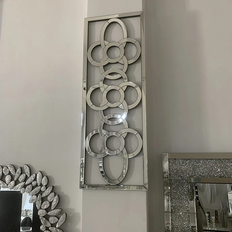 

Винтажное роскошное серебряное классическое декоративное зеркало для отеля, настенное искусство, домашний декор, прямоугольная 3D мебель для гостиной